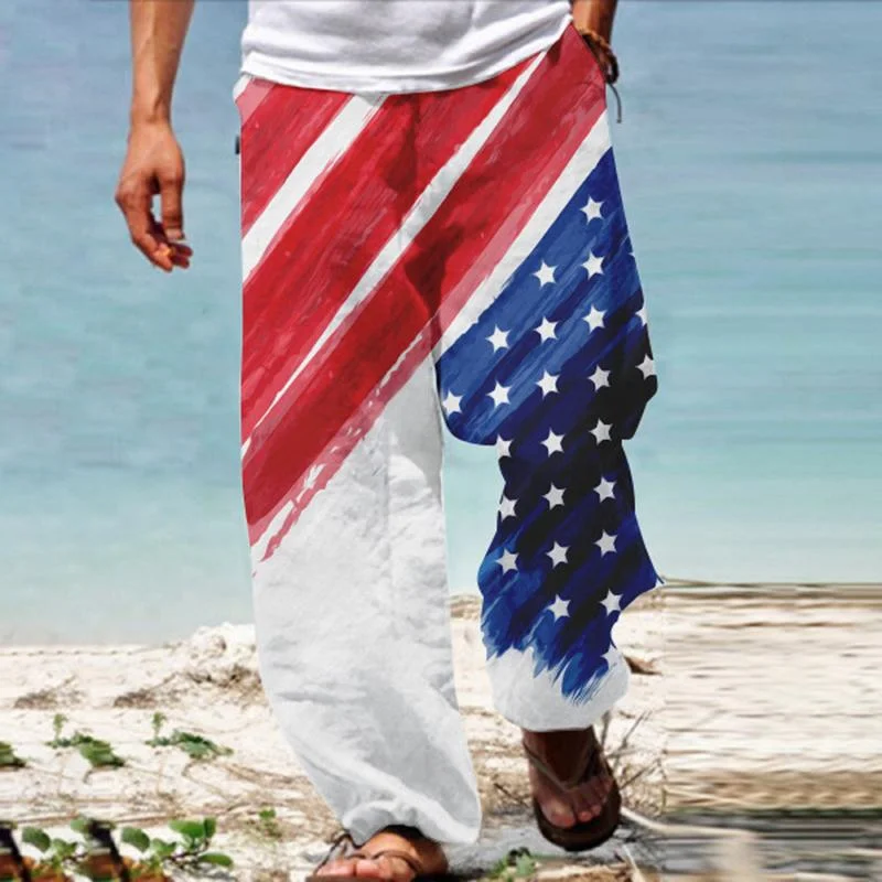 mens-casual-flag-print-independence-day-loose-pants-47990363m