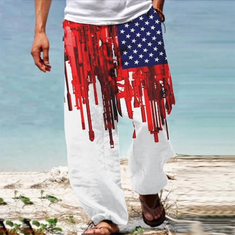 mens-casual-flag-print-independence-day-loose-pants-47990363m