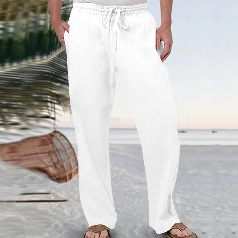 mens-casual-linen-solid-elastic-tether-straight-leg-pants-11741319y