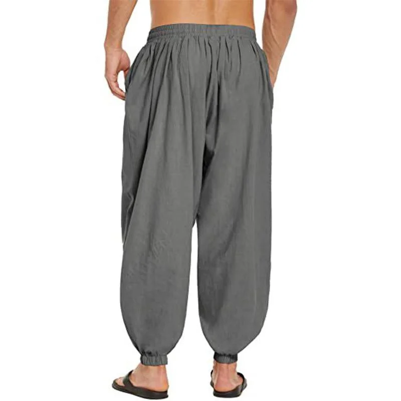 mens-casual-solid-color-loose-cotton-linen-harem-pants-33821341m