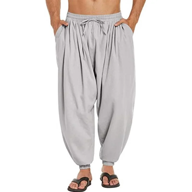 mens-casual-solid-color-loose-cotton-linen-harem-pants-33821341m