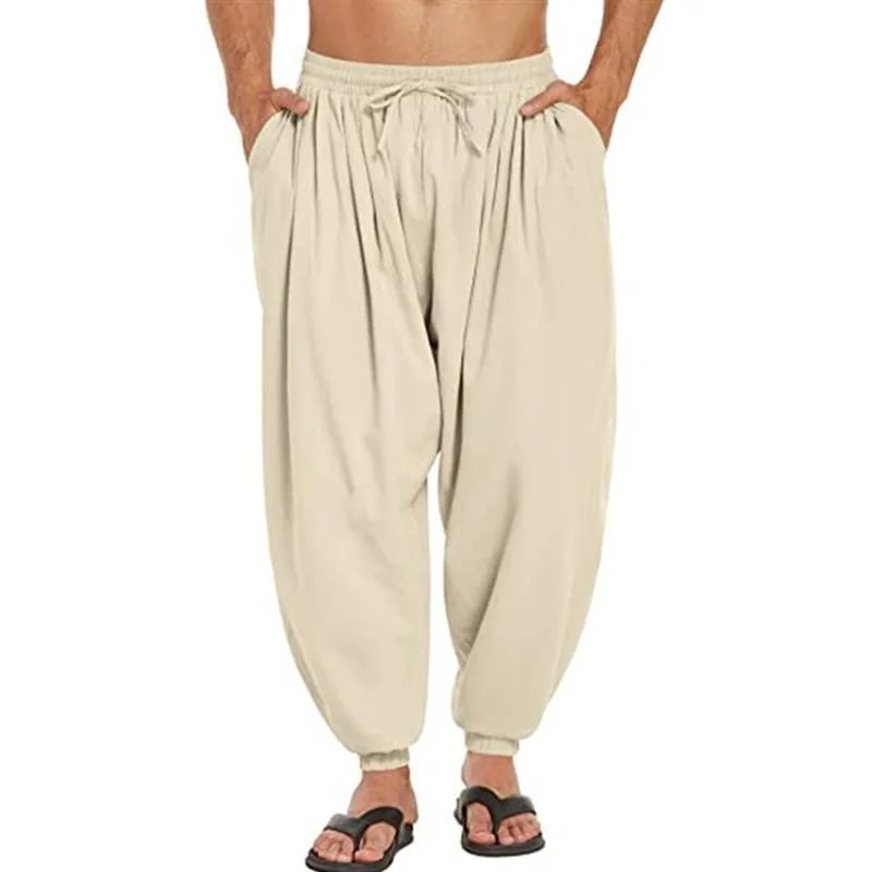 mens-casual-solid-color-loose-cotton-linen-harem-pants-33821341m