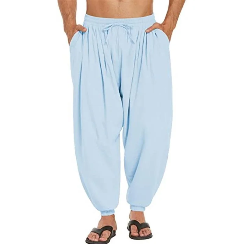 mens-casual-solid-color-loose-cotton-linen-harem-pants-33821341m