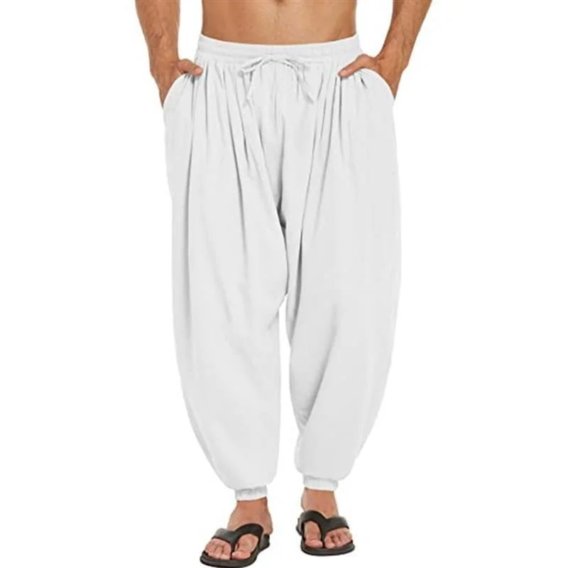 mens-casual-solid-color-loose-cotton-linen-harem-pants-33821341m