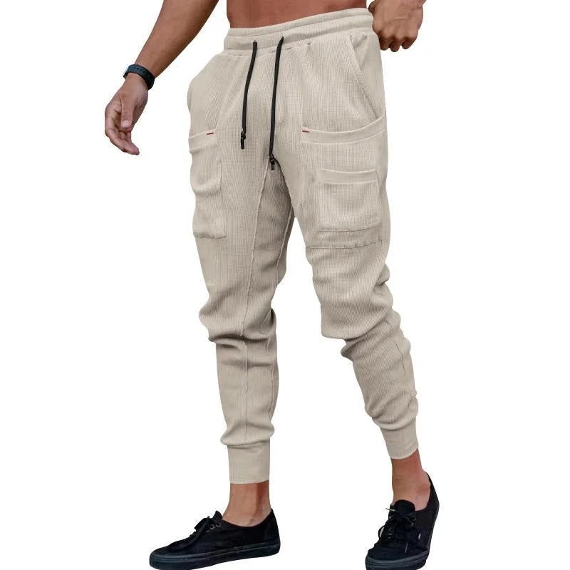 Men's Casual Sports Solid Color Multi-Pocket Sweatpants 75001097Y