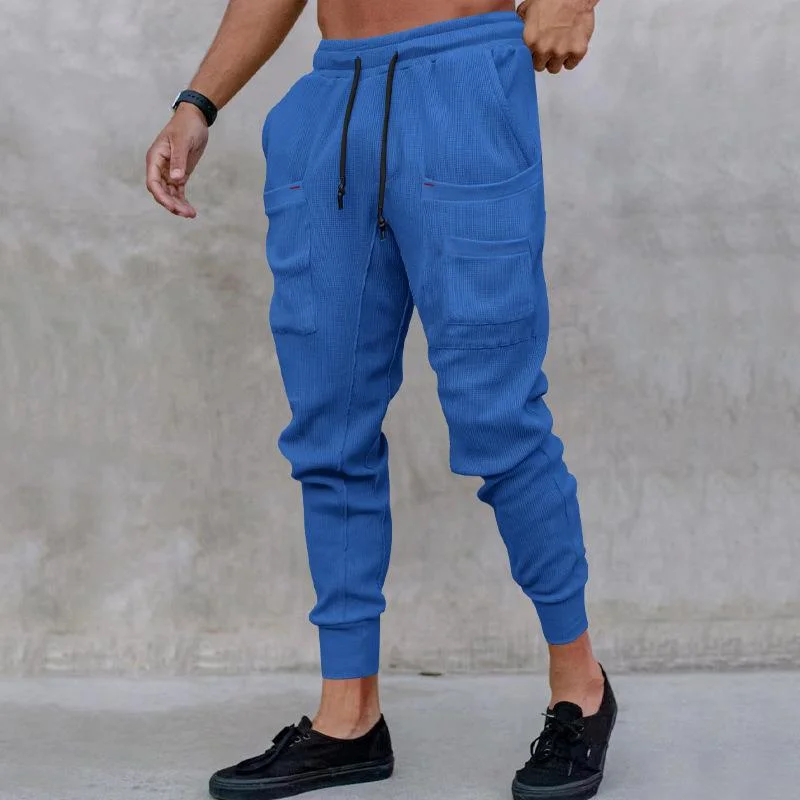 mens-casual-sports-solid-color-multi-pocket-sweatpants-75001097y