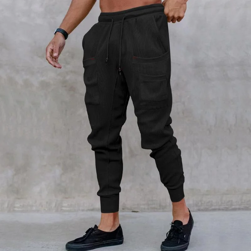 mens-casual-sports-solid-color-multi-pocket-sweatpants-75001097y