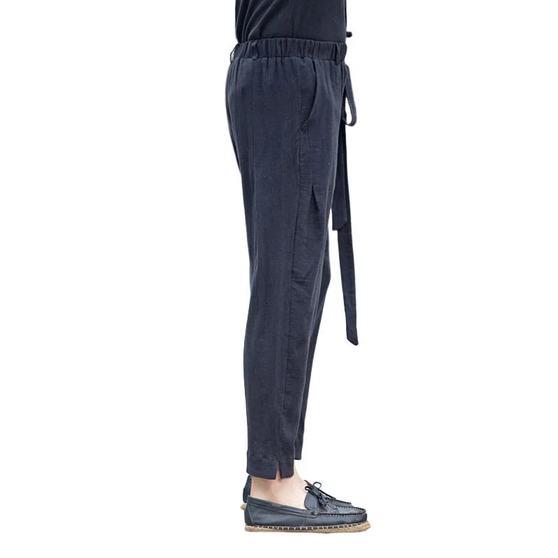 mens-linen-solid-color-elastic-waist-straight-pants-83674974y