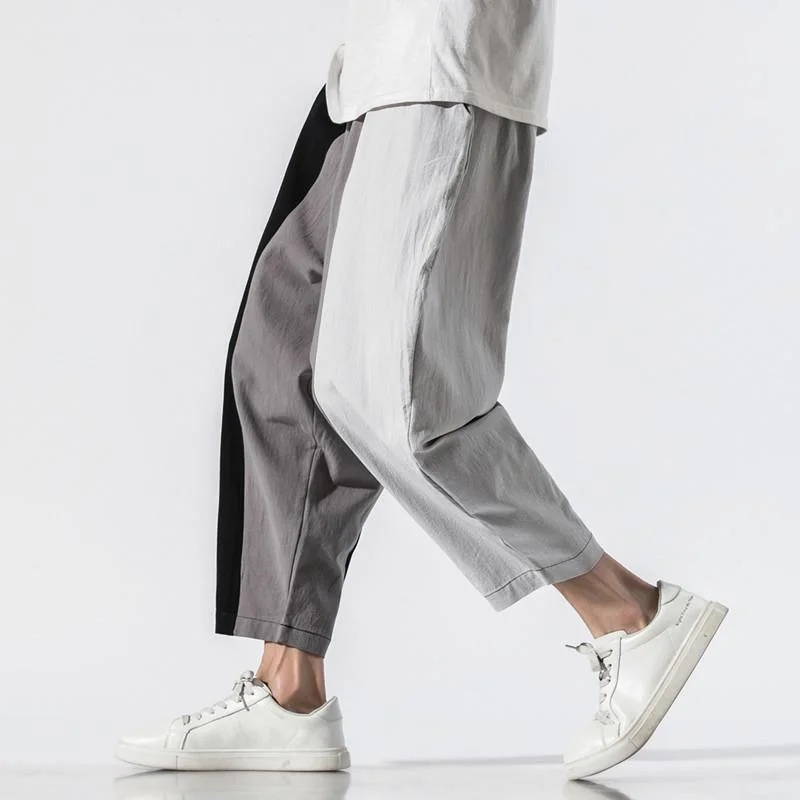 mens-loose-cotton-and-linen-striped-color-block-drawstring-pants-74566082y