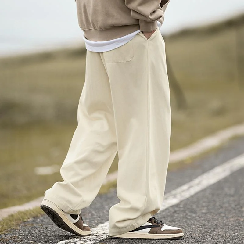 mens-loose-solid-color-cotton-drawstring-straight-cargo-pants-13504767y