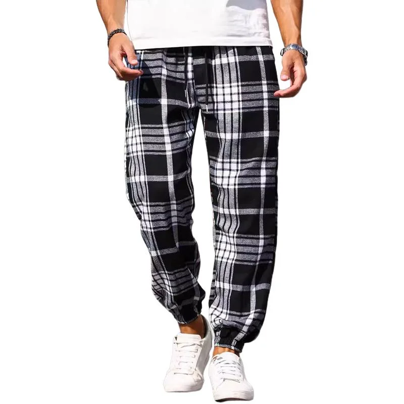 Men's Plaid Loose Elastic Cuff Trousers 28692271X