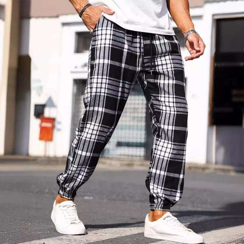 mens-plaid-loose-elastic-cuff-trousers-28692271x