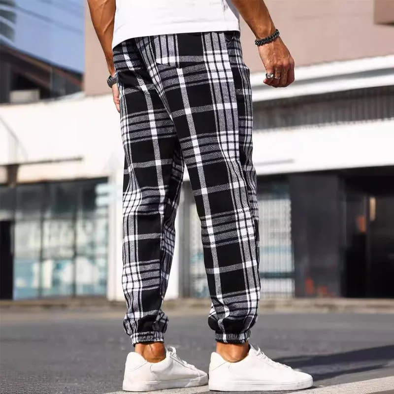 mens-plaid-loose-elastic-cuff-trousers-28692271x