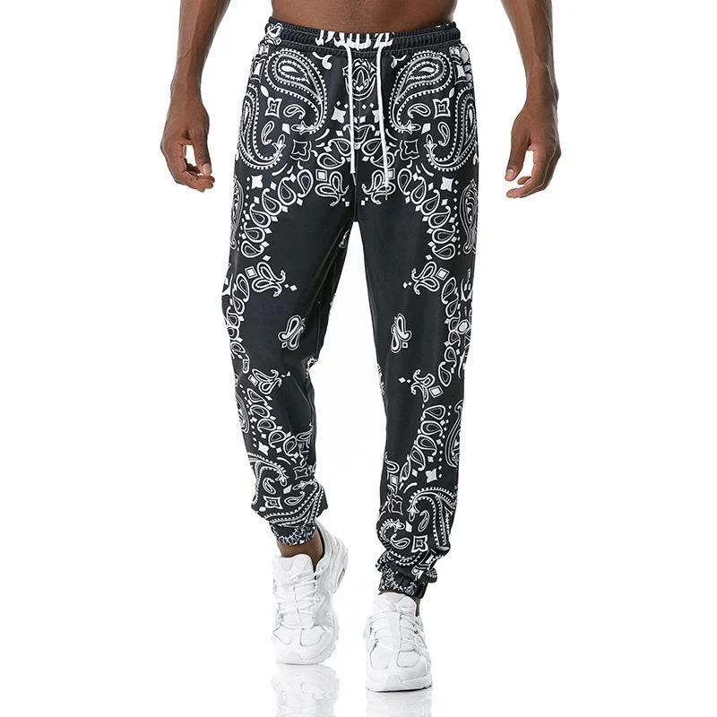 Men's Retro Palace Style Printed Casual Drawstring Trousers 43326143TO