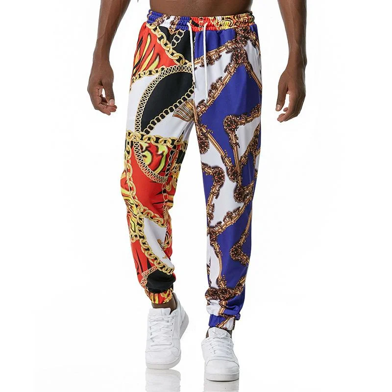 Men's Retro Palace Style Printed Casual Drawstring Trousers 54612212TO