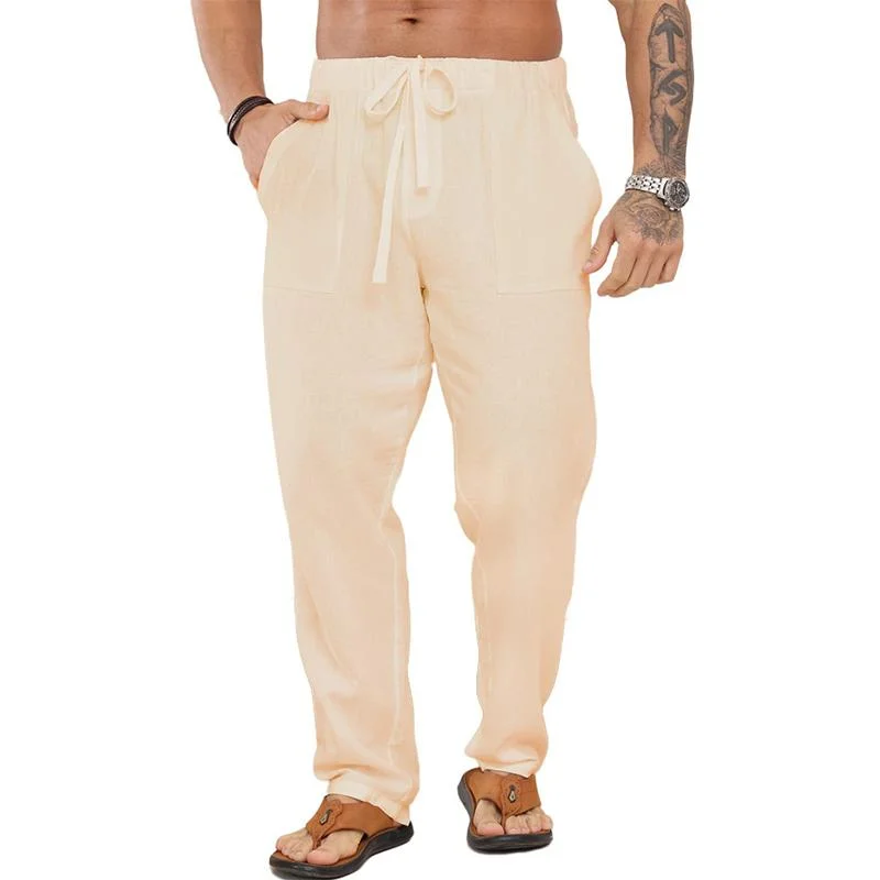 mens-solid-cotton-and-linen-drawstring-elastic-waist-casual-pants-51036837z