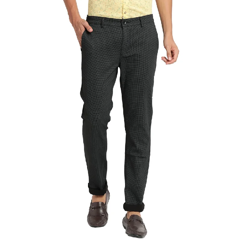 Turtle Men Black Narrow Fit Printed Casual Trousers