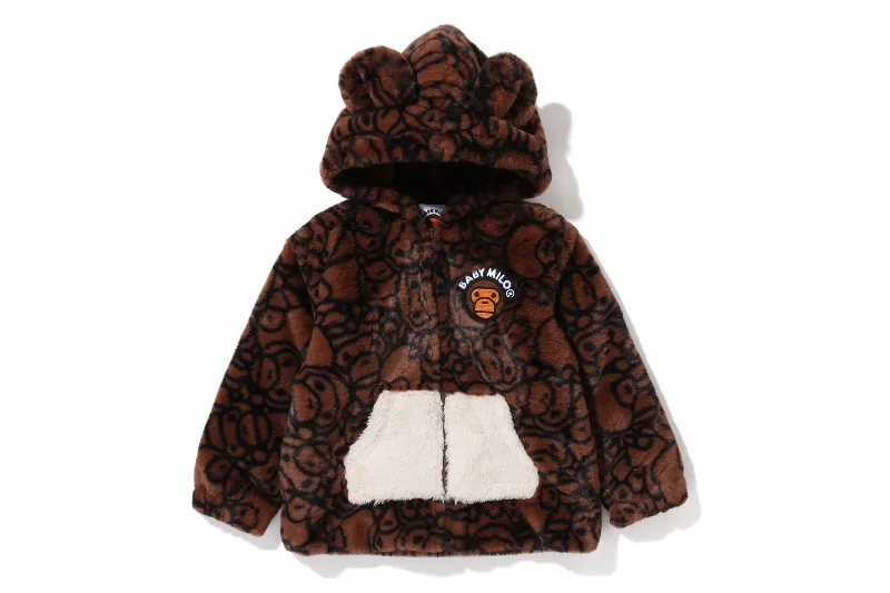 ALL BABY MILO FAUX FUR BEAR EAR HOODIE JACKET