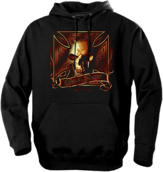 Biker Hoodies - "Bad Ass Iron Cross" Biker Hoodie