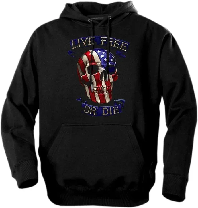 Biker Hoodies - "Live Free or Die American Biker" Biker Hoodie