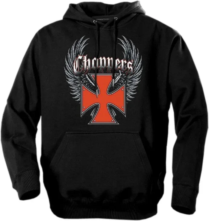 Biker Hoodies - "Winged Chopper Cross"