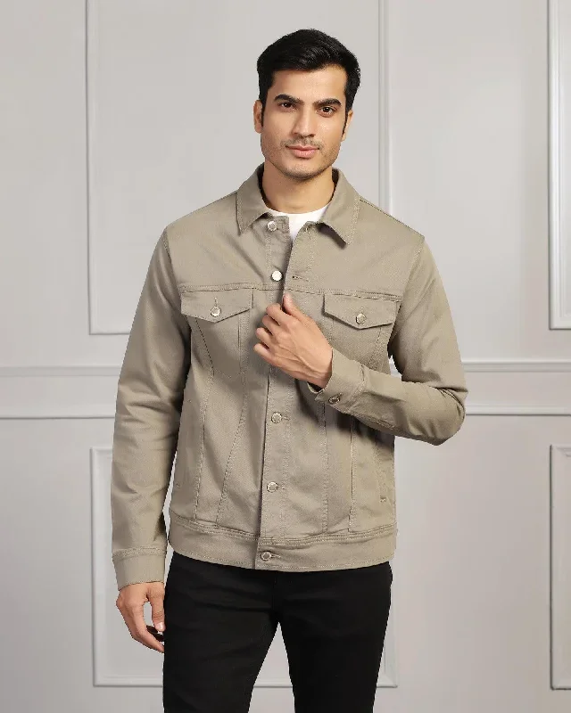 Casual Light Olive Solid Jacket - Rudy