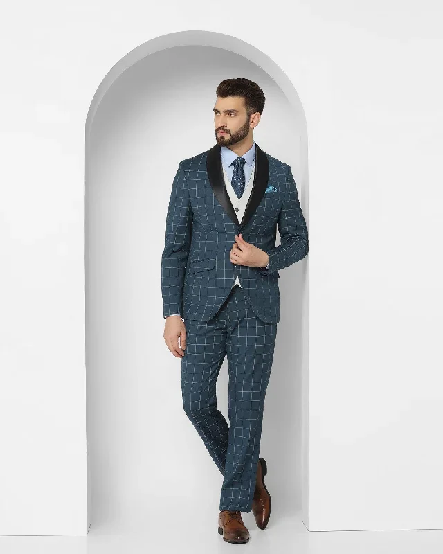 Tuxedo Multitude 6X Teal Check Formal Suit - Micah