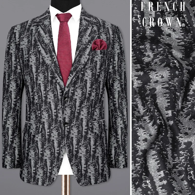 Concord Gray and Baltic Sea Black velvet Designer Blazer