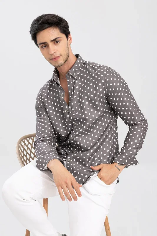 Cord Weave Grey Polka Dot Shirt