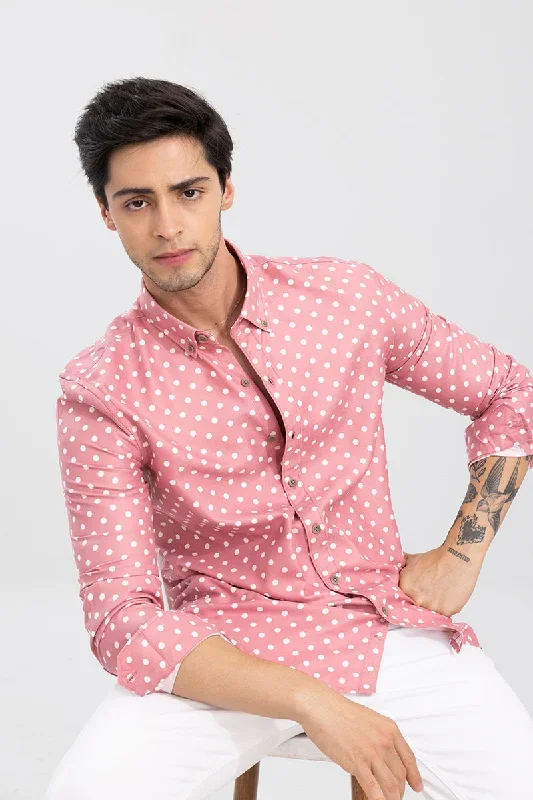 Cord Weave Pink Polka Dot Shirt