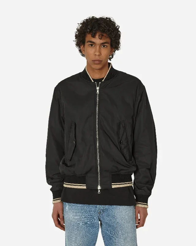 Back Zip Bomber Jacket Black