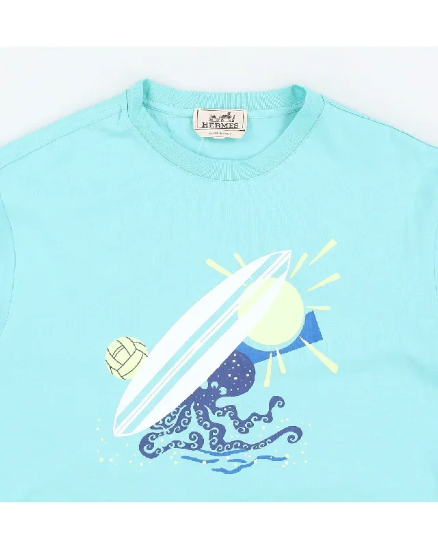 hermes-blue-surfboard-beach-t-shirt-xl