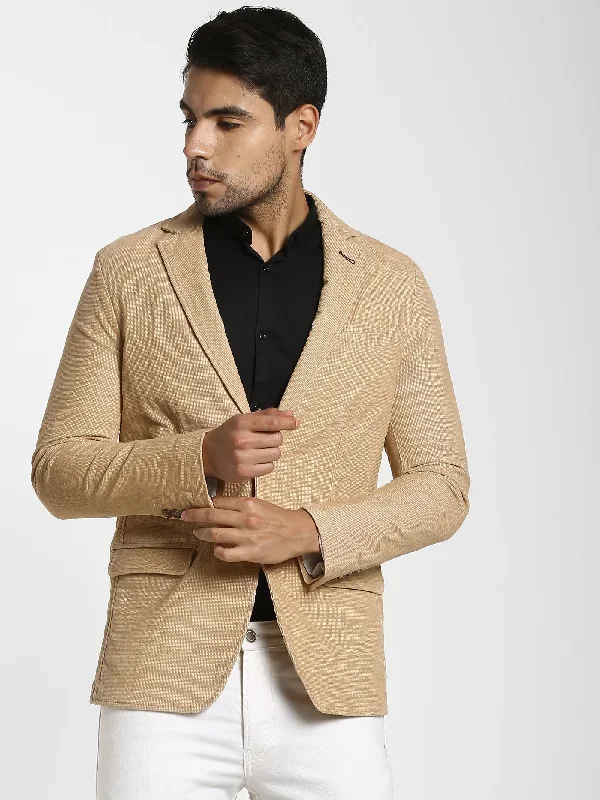 Khaki Solid Stretch Blazer