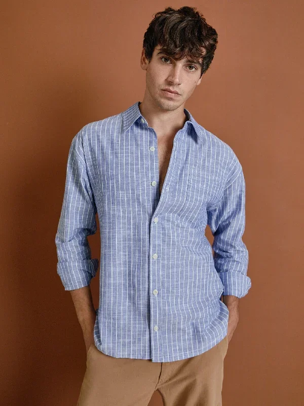 Lewis Overshirt in Navy Stripe