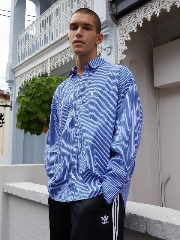 Long Sleeve Drake Shirt in Drake Stripe, Lazurite & White