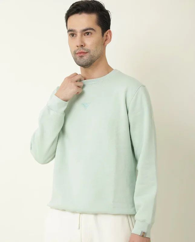 Rare Rabbit Lucas Primary Green Sweatshirt Cotton Poly Fabric Full Sleeve Crew Neck Slim Fit