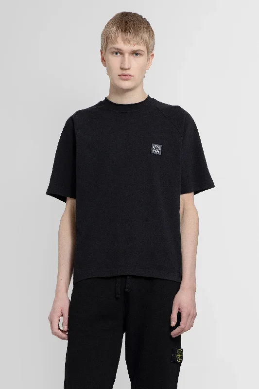 STONE ISLAND MAN BLACK T-SHIRTS & TANK TOPS