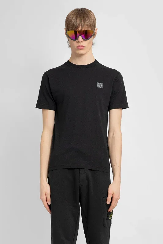 STONE ISLAND MAN BLACK T-SHIRTS & TANK TOPS