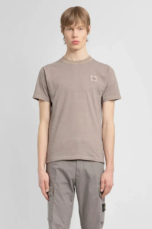 STONE ISLAND MAN BEIGE T-SHIRTS & TANK TOPS