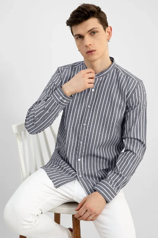 Mao Stripe Grey Shirt