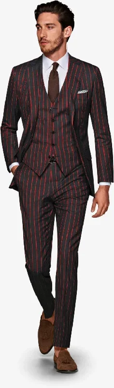 Burgundy and White Pinstripe