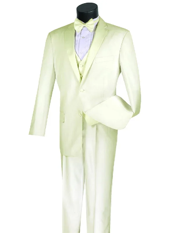 Mens 3pc Vested Ivory Off White Tuxedo