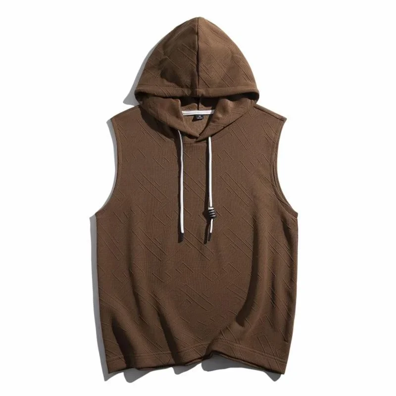 Men's Casual Thin Loose Sleeveless Hooded Sports Tank Top 53830490M