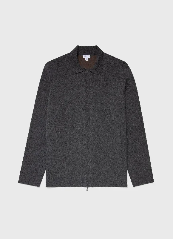 Men's Double Faced Jacket in Charcoal Melange