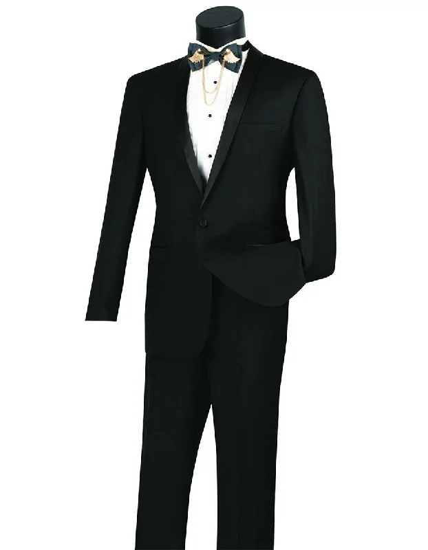 Mens Slim Fit Shawl Tuxedo in Black