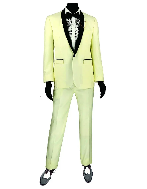 Mens Slim Fit Shawl Tuxedo in Ivory