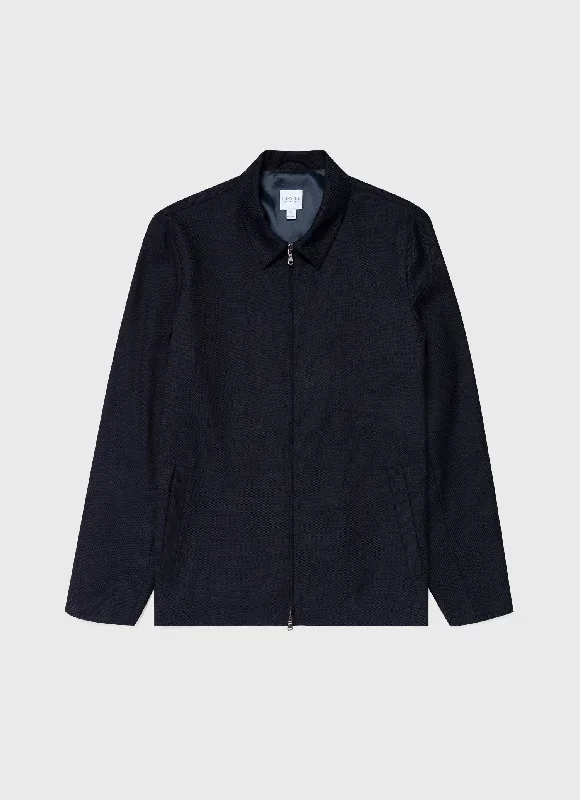 Men's Travel Wool Harrington Jacket in Navy