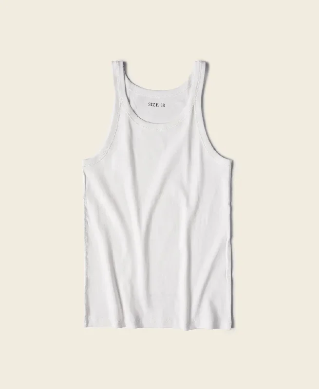 Military Cotton Tank Top - White