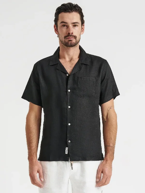 Nero Linen Resort Shirt in Black