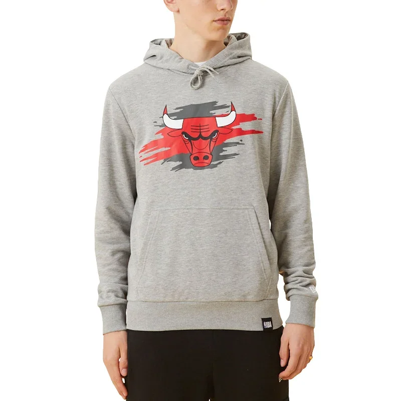 New Era Mens Chicago Bulls NBA Tear Logo Hoodie - Grey